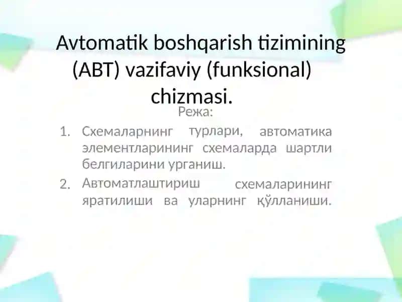 CHIZIQLI AVTOMATIK BOSHQARISH TIZIMLARI 2