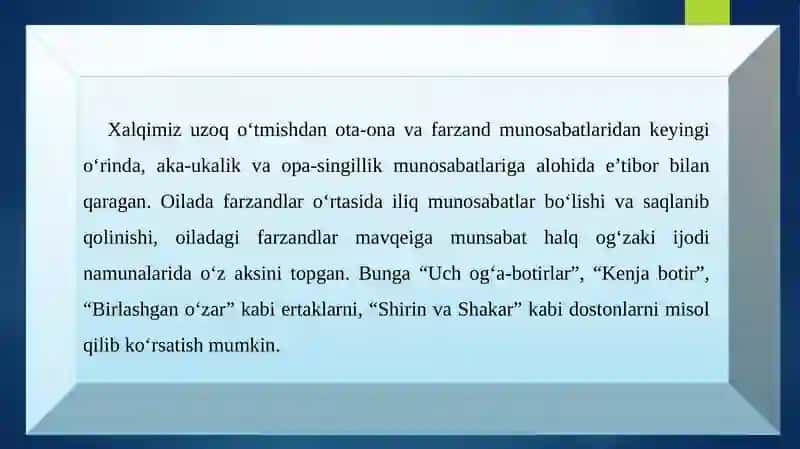 Sibling maqomning oilaviy munosabatlarga o'zaro ta'siri. 2