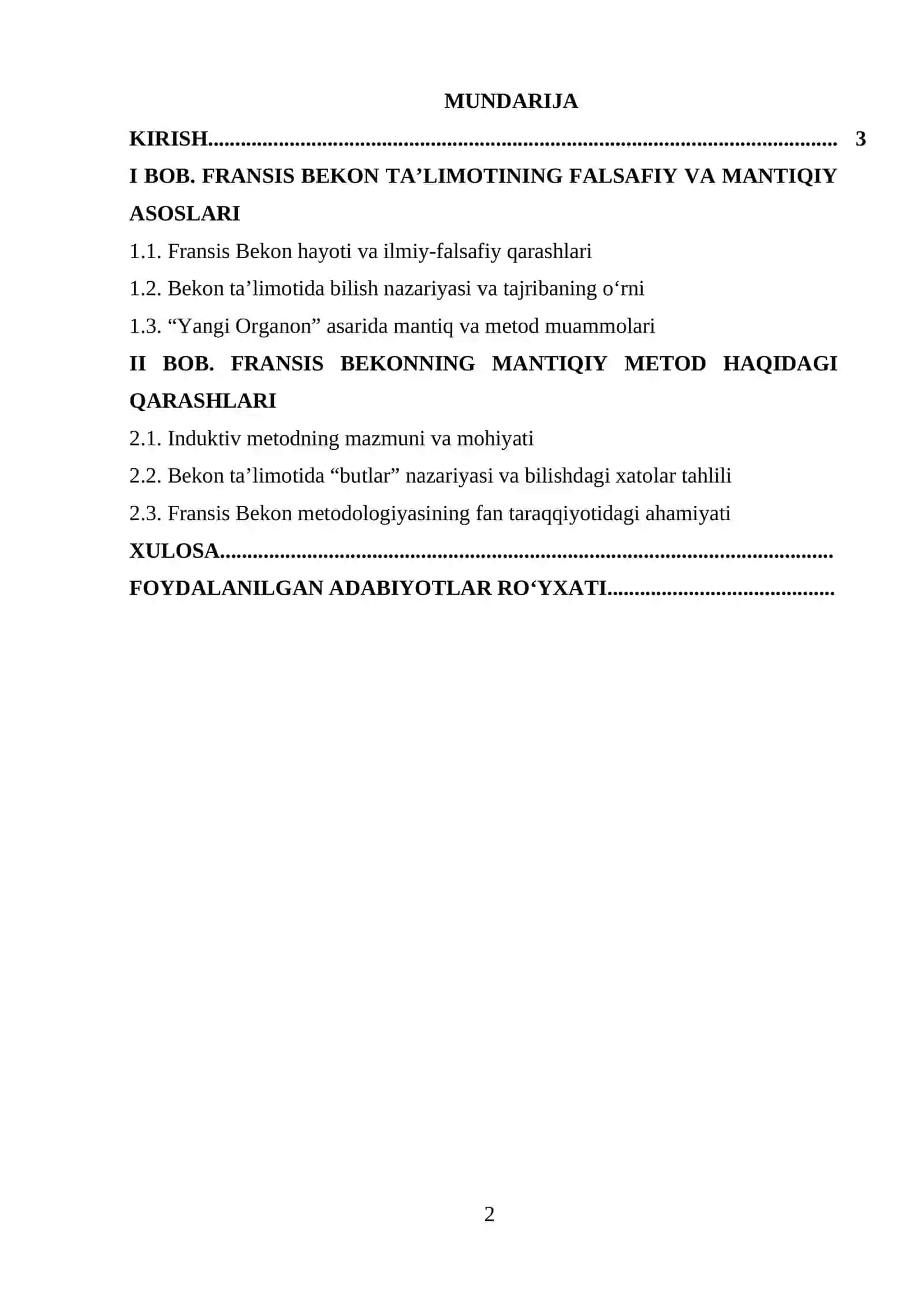 Franses.Bekonning mantiqiy taʼlimotida metod masalasi. 2