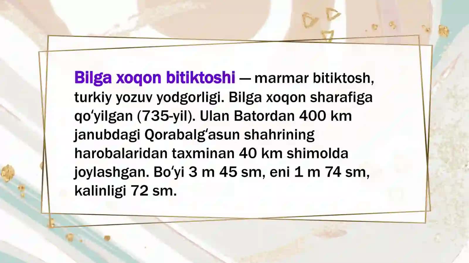 Bilga xoqon bitiktoshi matnidagi sof turkiy soʻzlarni aniqlash 2
