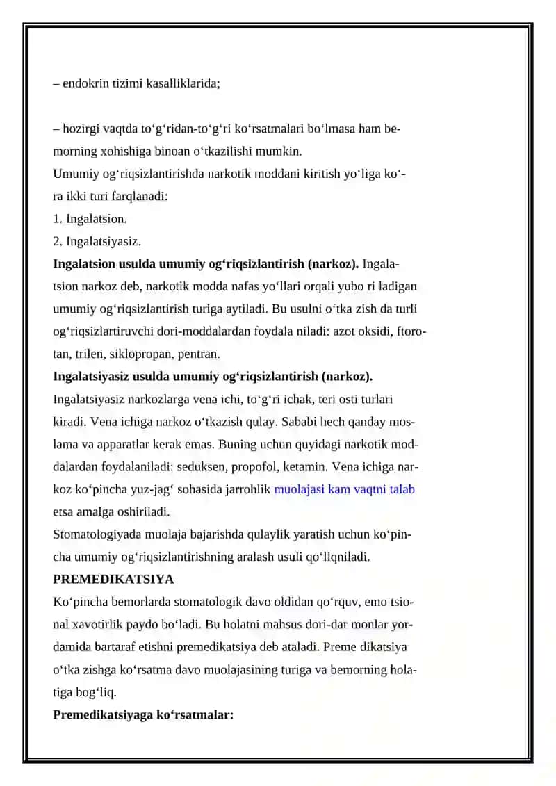 TERAPEVTIK STOMATOLOGIYADA OG'RIQSIZLANTIRISH 2