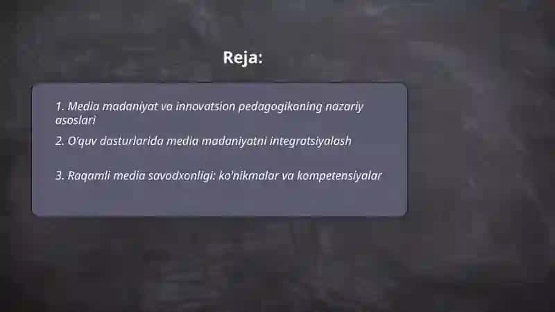 Media madaniyat va innovatsion pedagogika 2