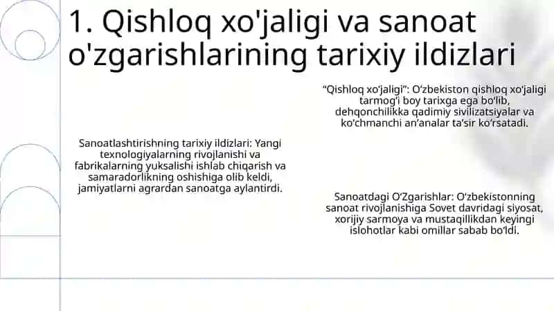 Qishloq Xo'Jaligi Va Sano'Atdagi O'Zgarishlar 2
