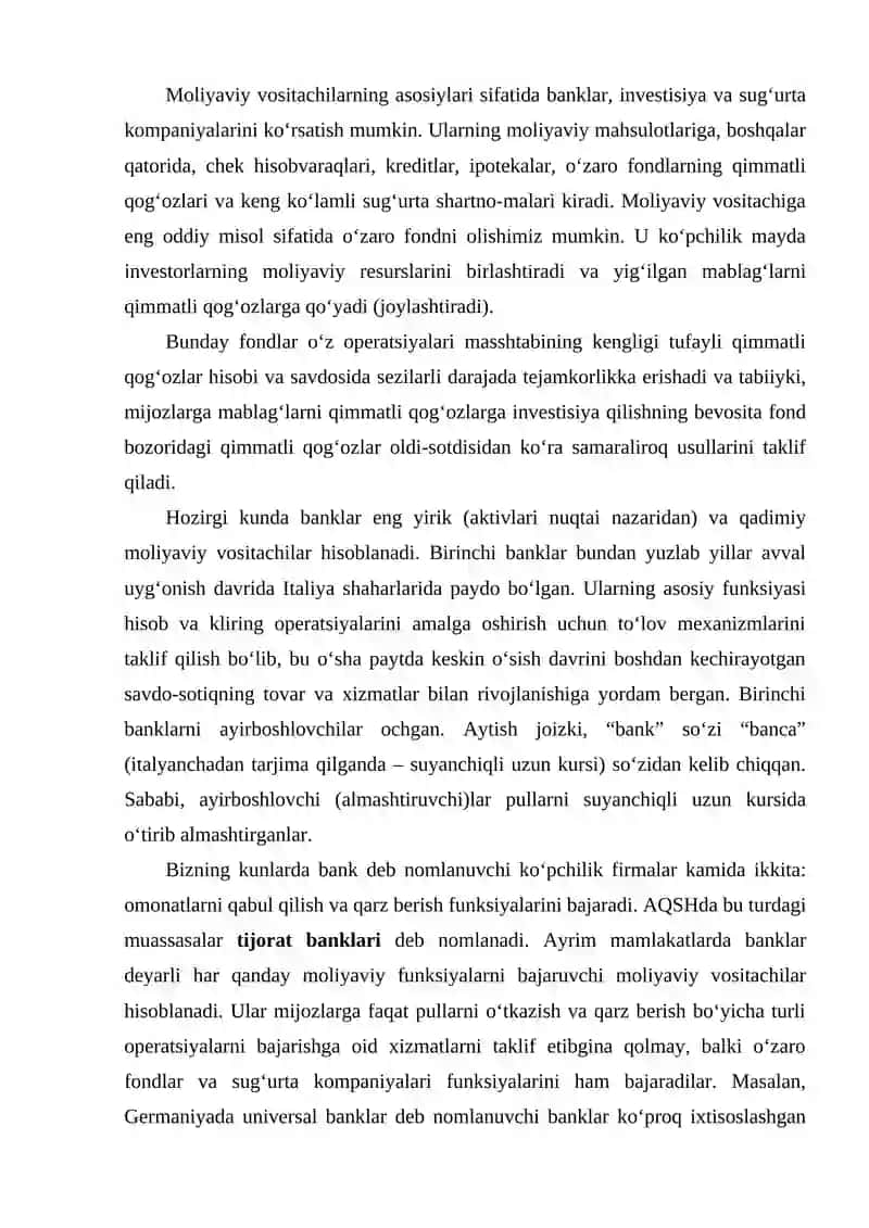Moliyaviy vositachilar 2