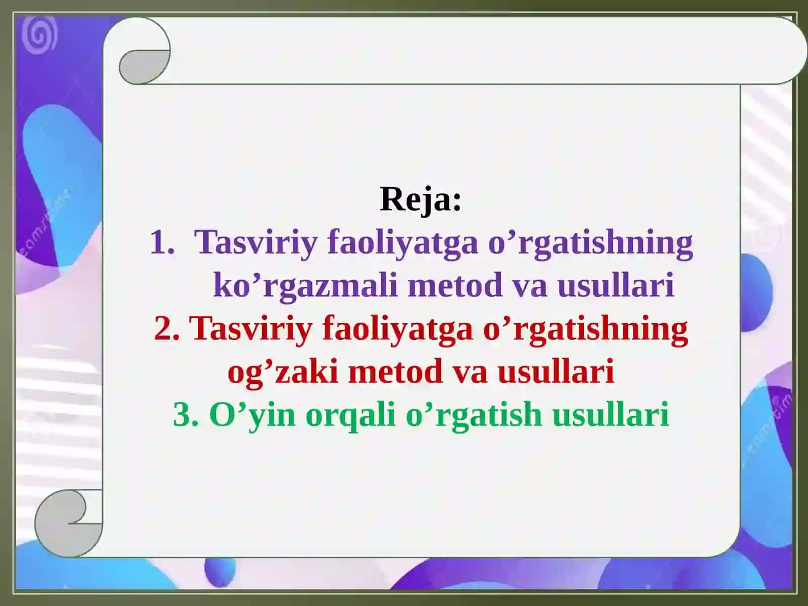 Tasviriy faoliyatga o’rgatishning metod va usullari 2