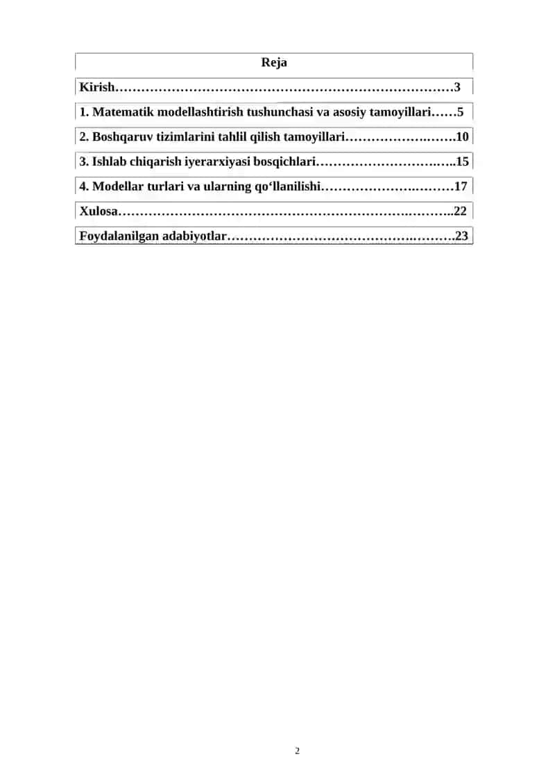 Matematik modellashtirish 2