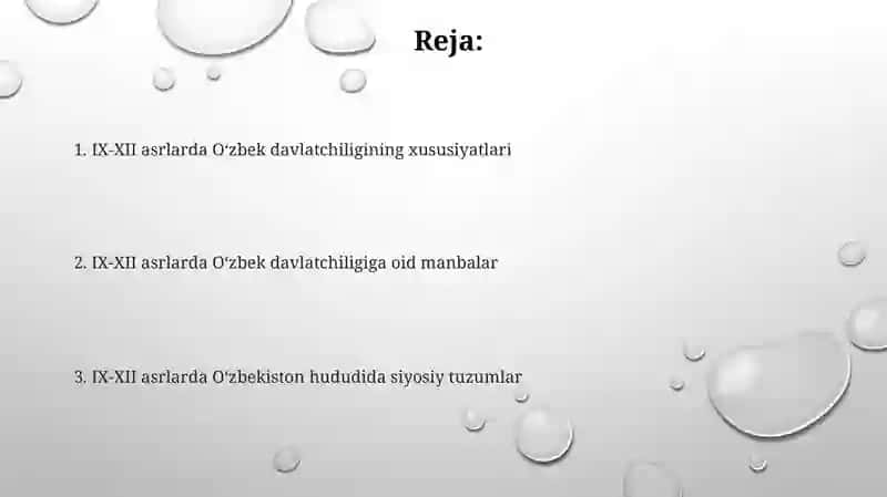 IX-XII ASRLARDA OʻZBEK DAVLATCHILIGI 2