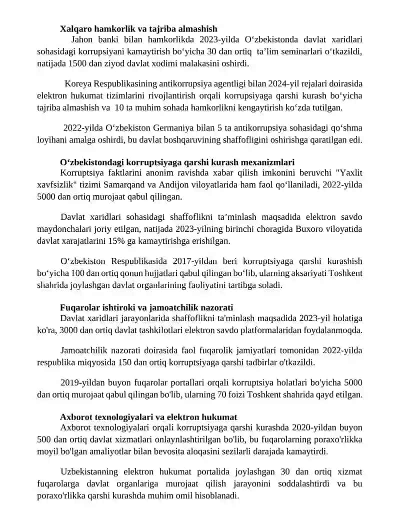 O‘zbekistonda korrupsiyaga qarshi kurashish mexanizmlari 2