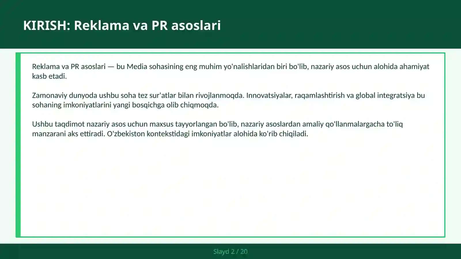 Reklama va PR asoslari 2