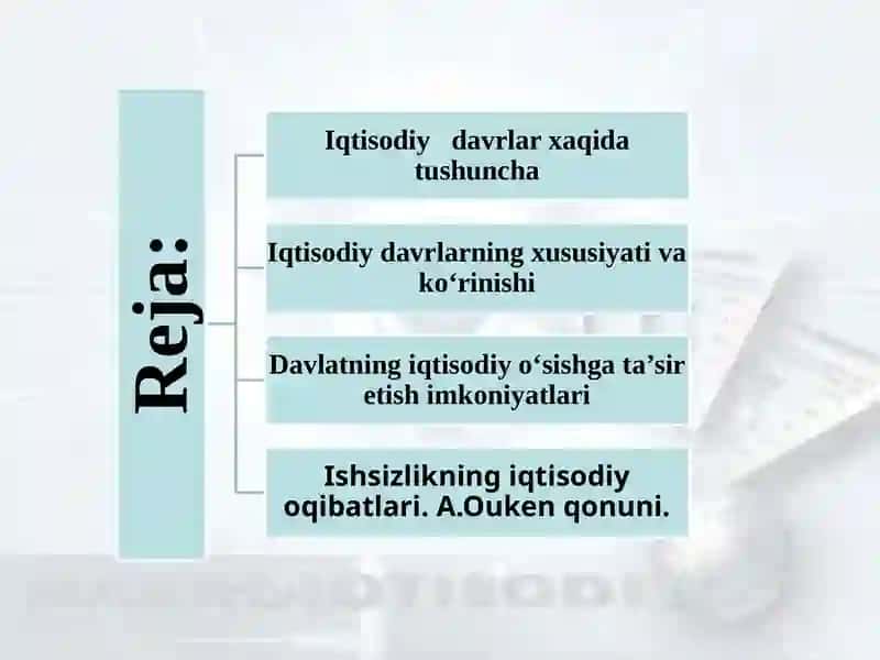 Makroiqtisodiyotda davriy rivojlanish. Ishchi kuchi va ishsizlik. Ouken qonuni 2