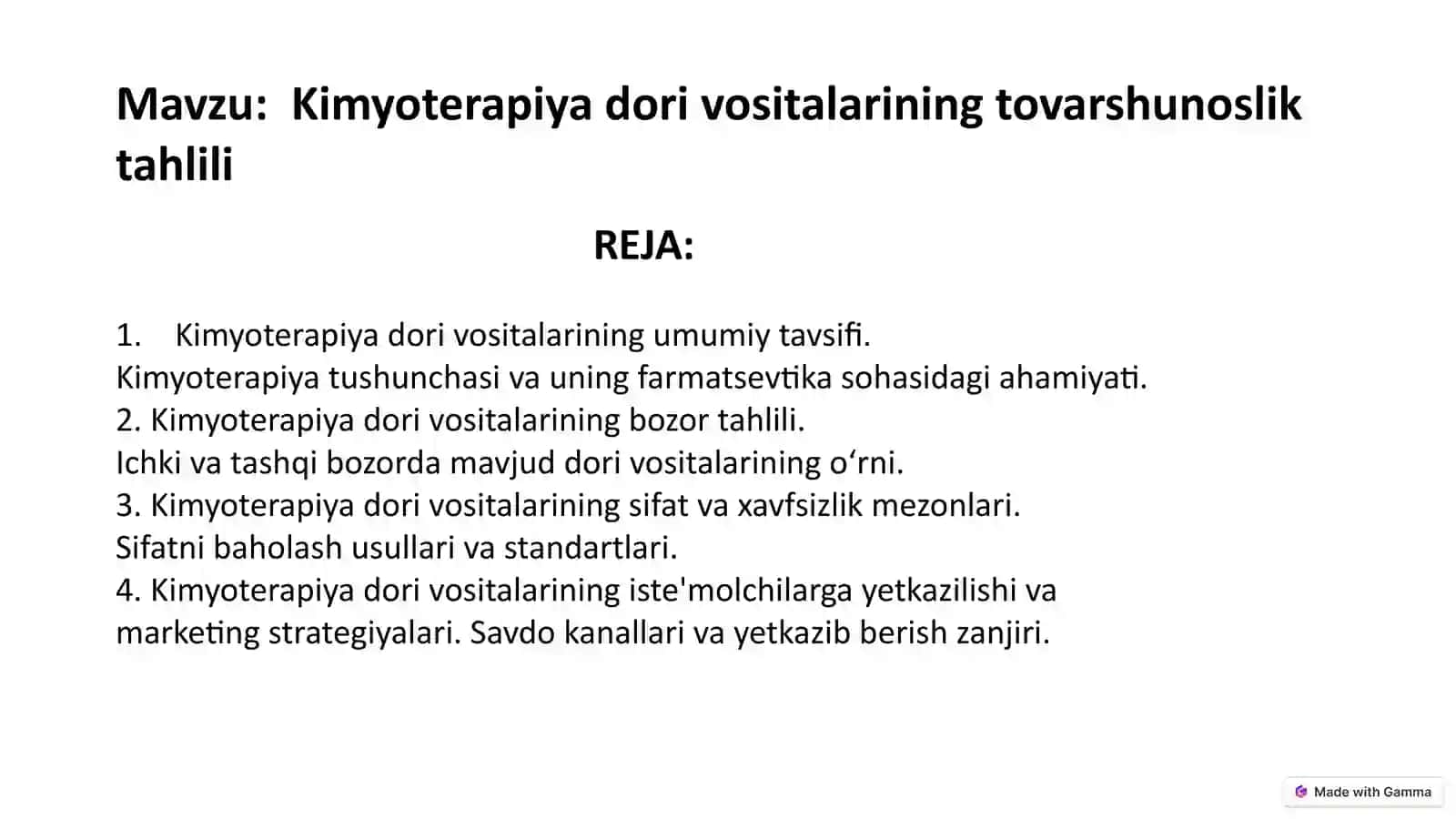 Kimyoterapiyadorivositalarining tovarshunoslik tahlili 2