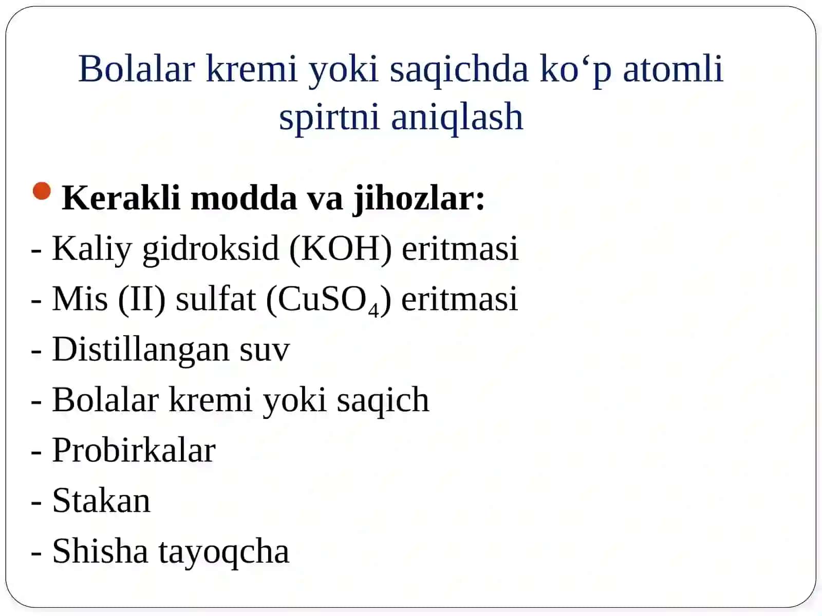 Ko'p atomli spirtlarga oid tajribalar 2