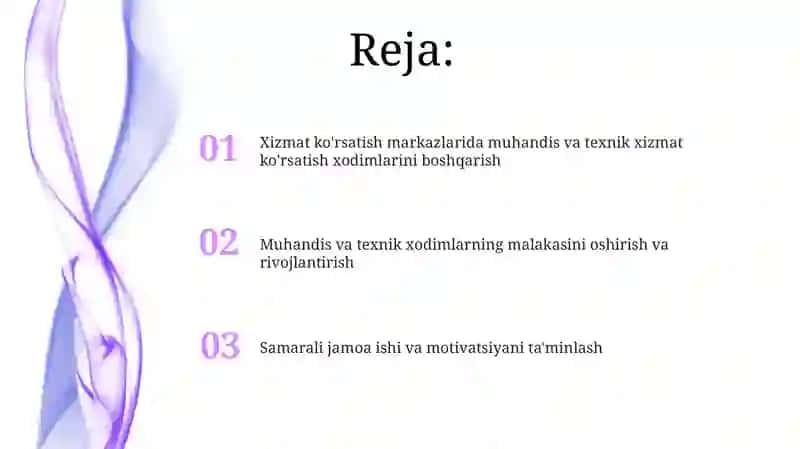 Muhandis-texnik xizmat xodimlarni boshqarish 2