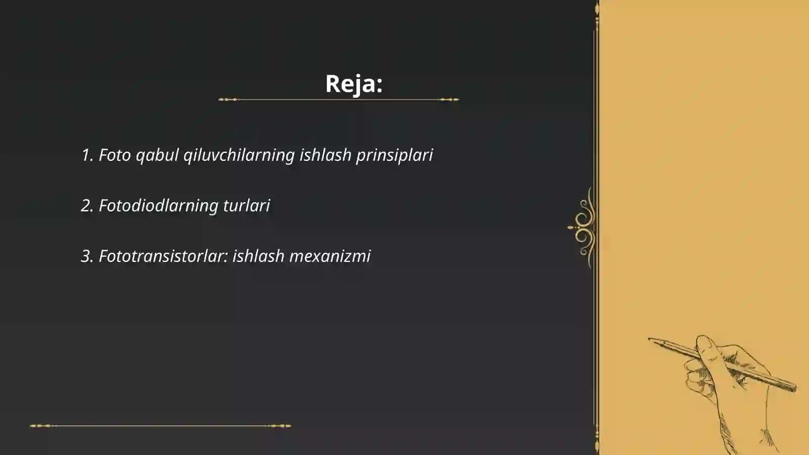 Foto qabul qiluvchilarning parametrlari va xususiyatlari 2
