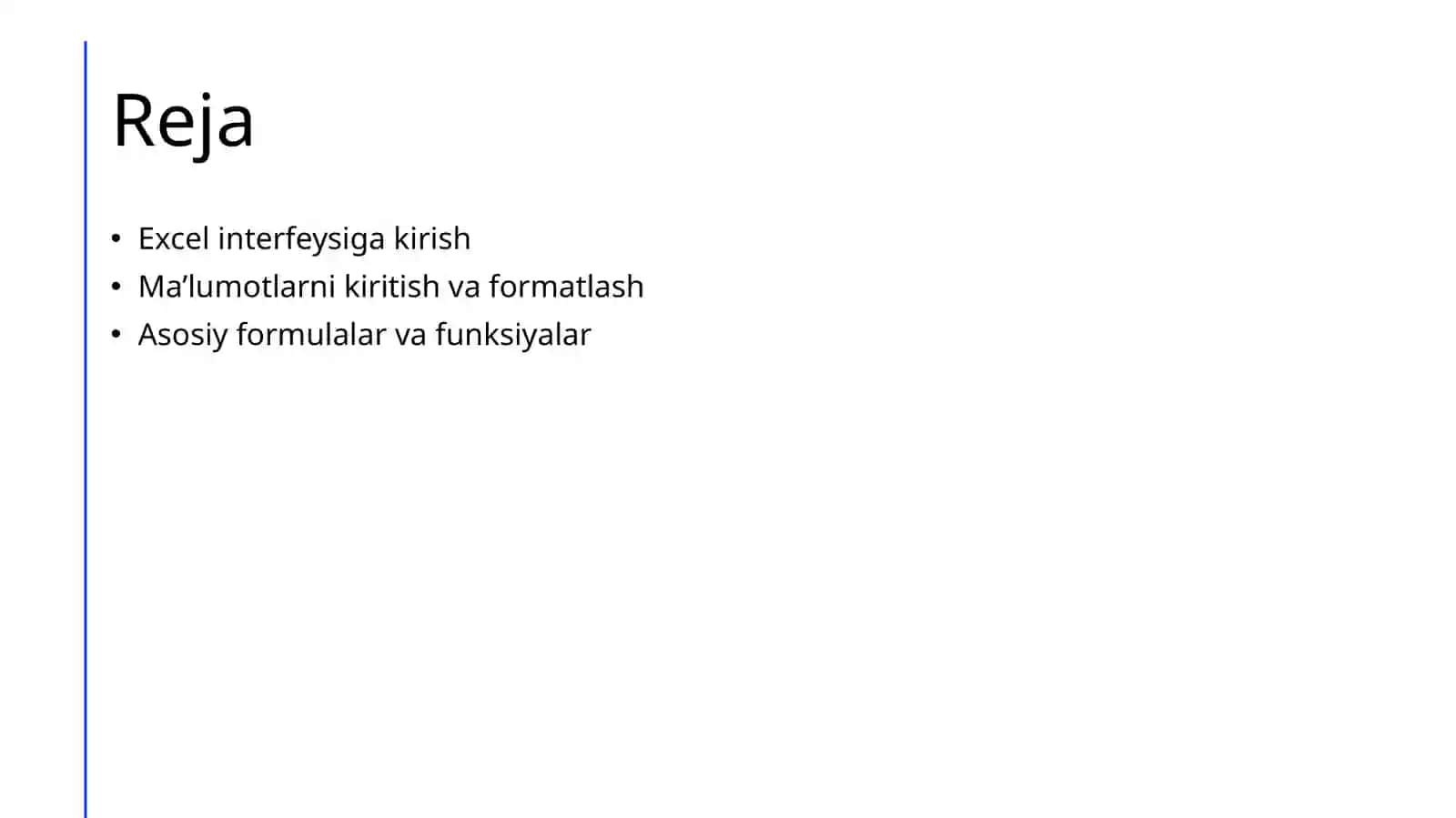 MICROSOFT EXCEL – MA’LUMOTLARNI TASHKIL ETISH VA TAHLIL QILISH 2