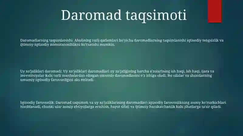 Aholi Daromadlari Va Turmush Farovonligi 2