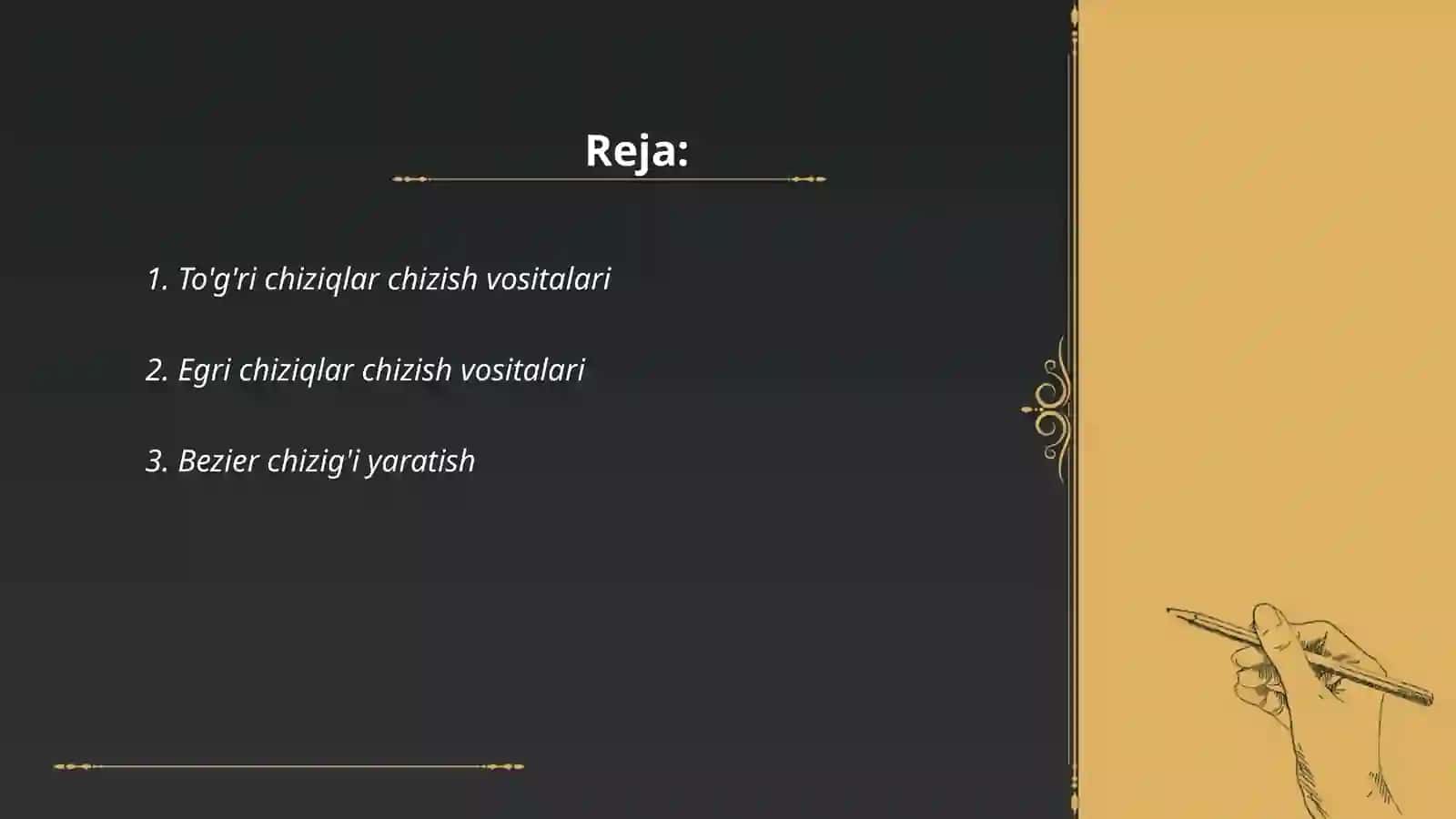 Corel draw dasturida to‘g‘ri va egri chiziqlar chizish 2
