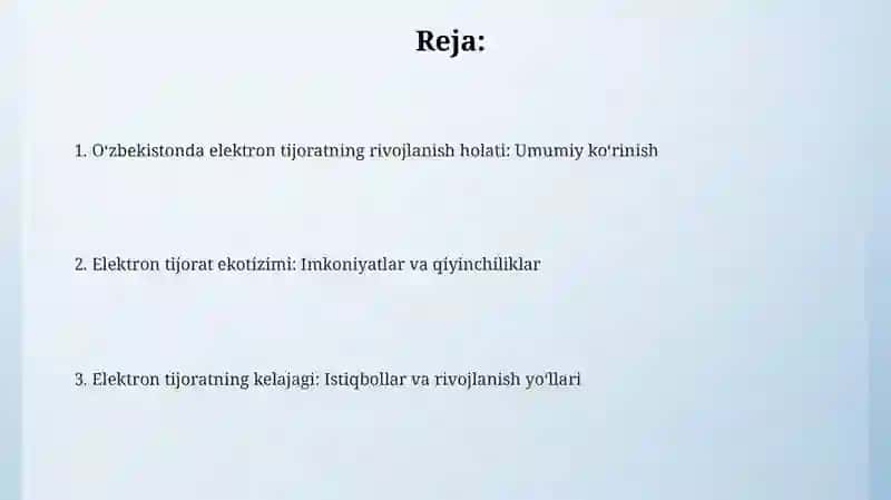O'zbekiston Respublikasi elektron tijoratning rivojlanish holati 2