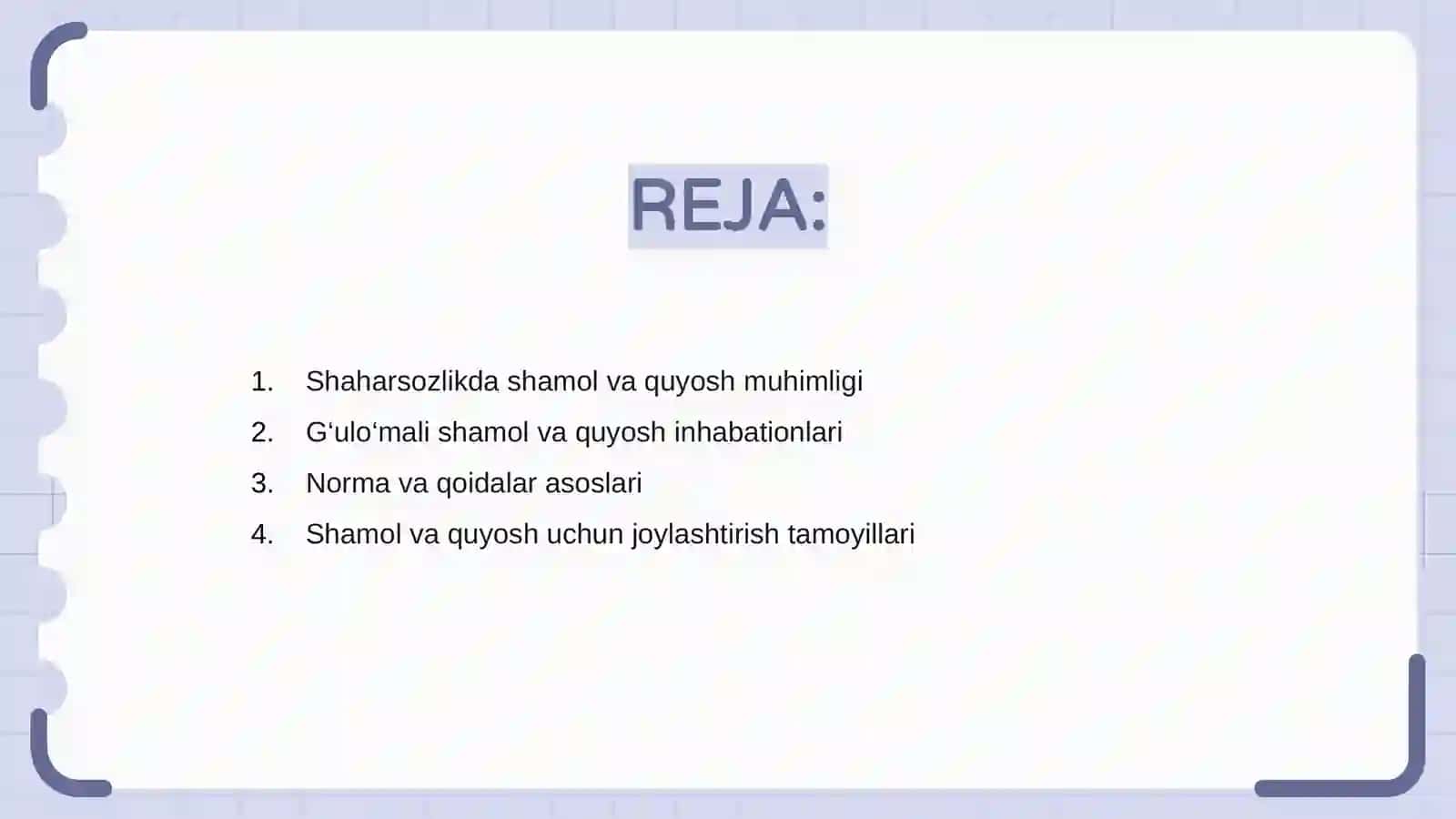 Shaharsozlikda Shamol va Quyosh Arentatsiyasi 2