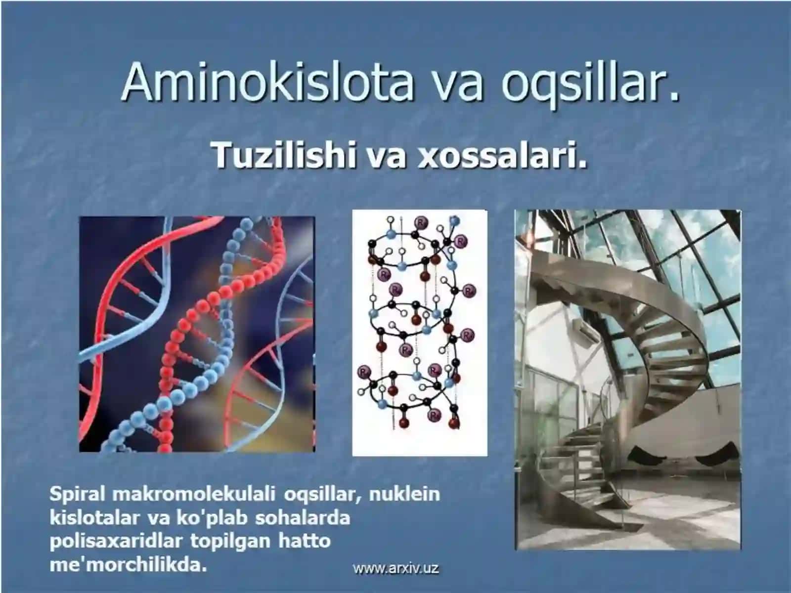 Aminokislotalar. Oqsillar 2