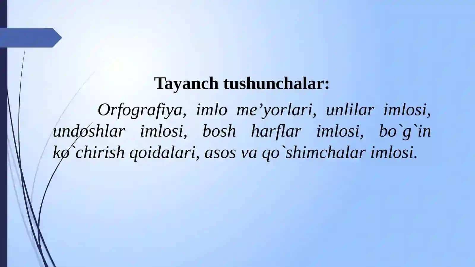 O‘zbek-lotinalif bosining imlo qoidalari 2