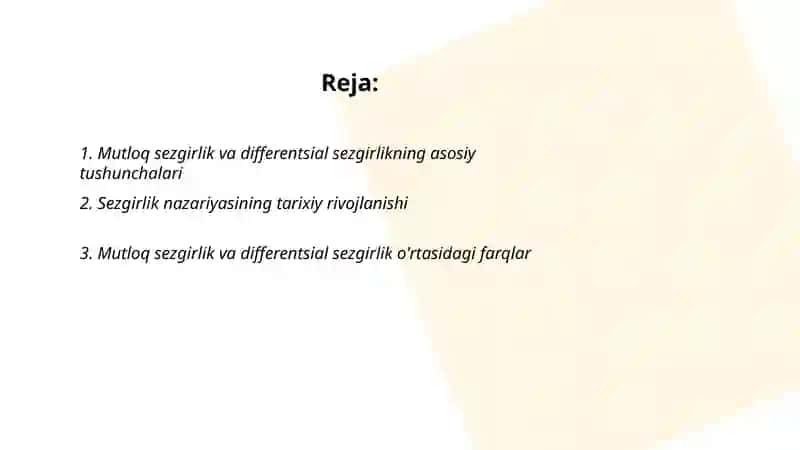 Mutloq va differentsial sezgirlikni õrganish 2