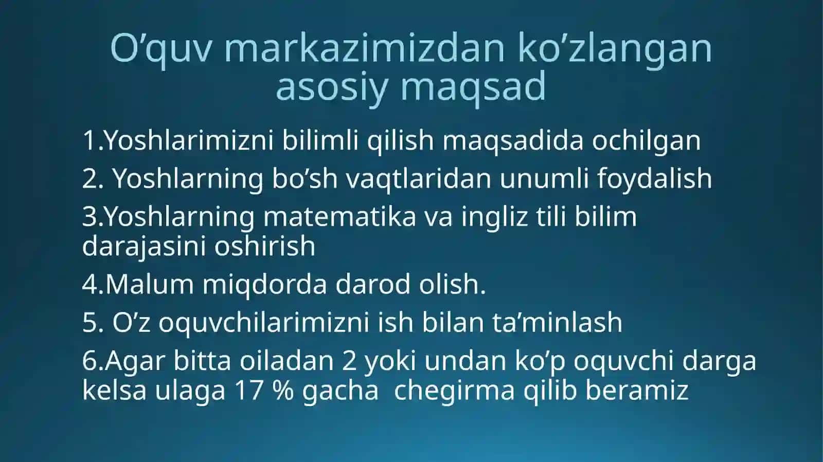 Matemetika,ingliz tili fanlaridan o’quv markazi 2