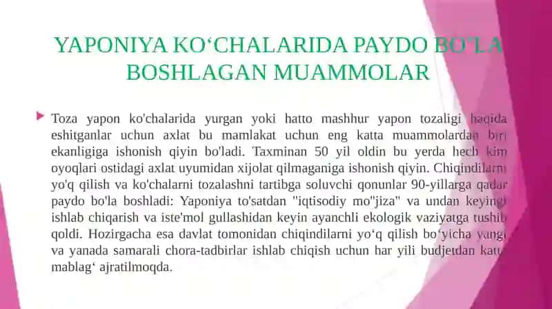 RIVOJLANGAN YAPONIYA DAVLATIDA CHIQINDILARNI QAYTAISHLASH 2