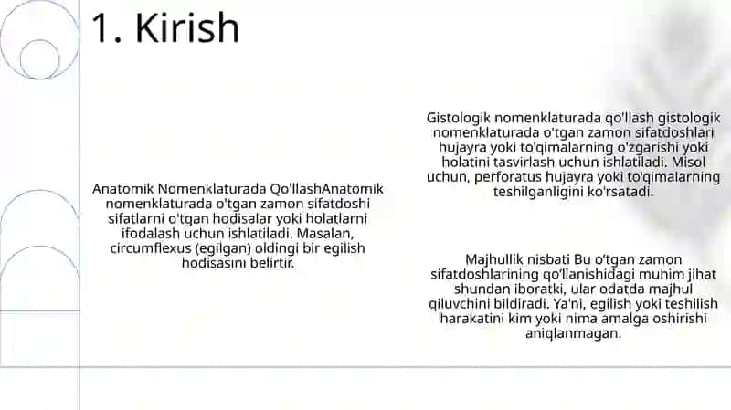 Anatomik Va Gistologik Nomenklaturalarida Qo'Llanadigan O'Tgan Zamon Sifatdoshining Majhullik Nisbati. (Circumflexus-Egilgan, Perforatus-Teshilgan) 2