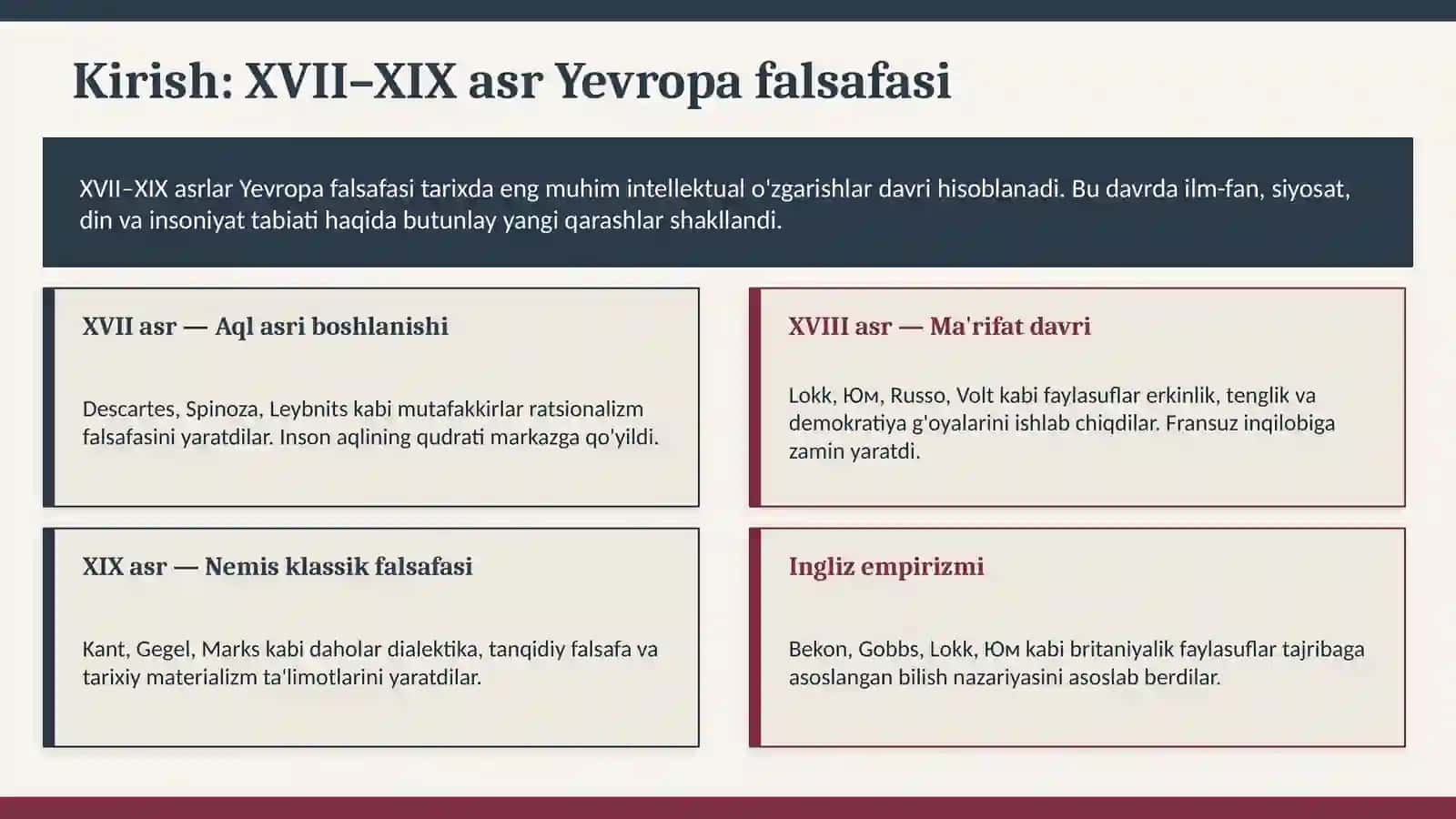 XVII-XIX asr Yevropa falsafasidagi oqimlar va falsafiy maktablar. ingliz falsafasi-Tomas Gobbs, Jon Lokk 2