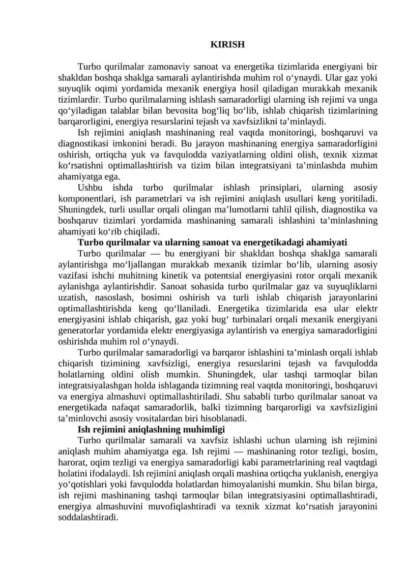 Turbo qurilmalar ish rejimini aniqlash usullari 2