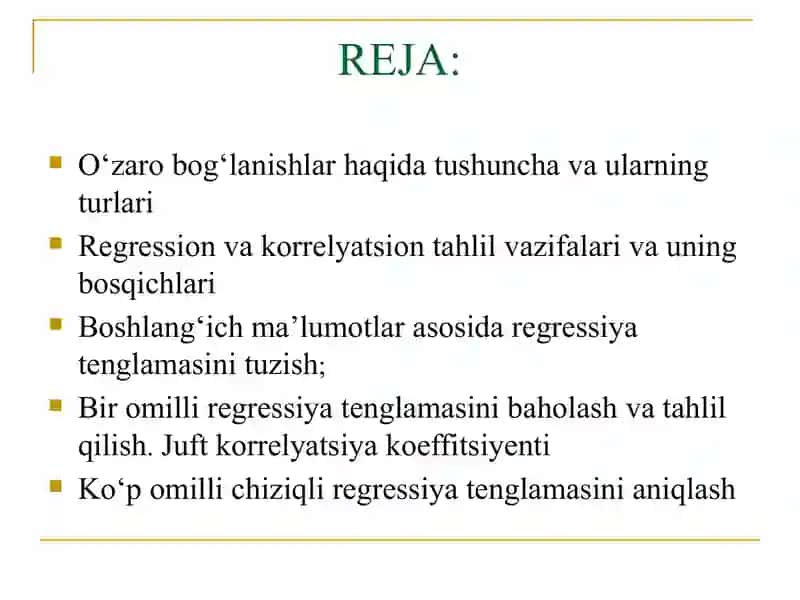 Regression va korrelyatsion tahlil 2