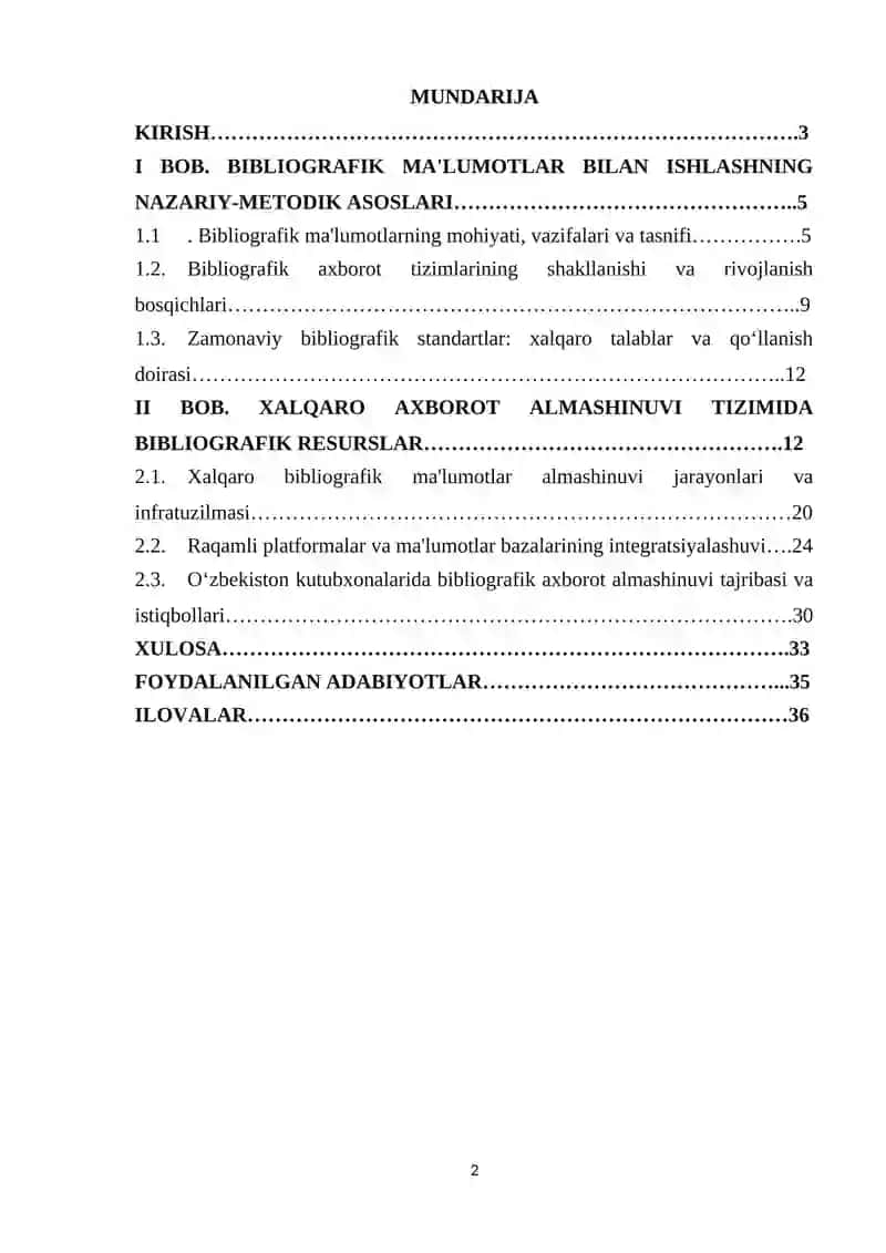 Bibliografik maʼlumotlar bilan ishlashda xalqaro axborot almashinuvi 2