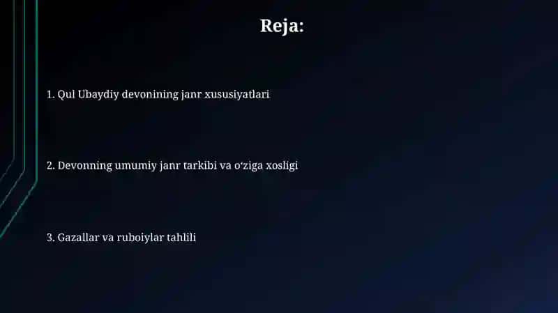 Qul Ubaydiy turkiy devonining janr xususiyatlari 2