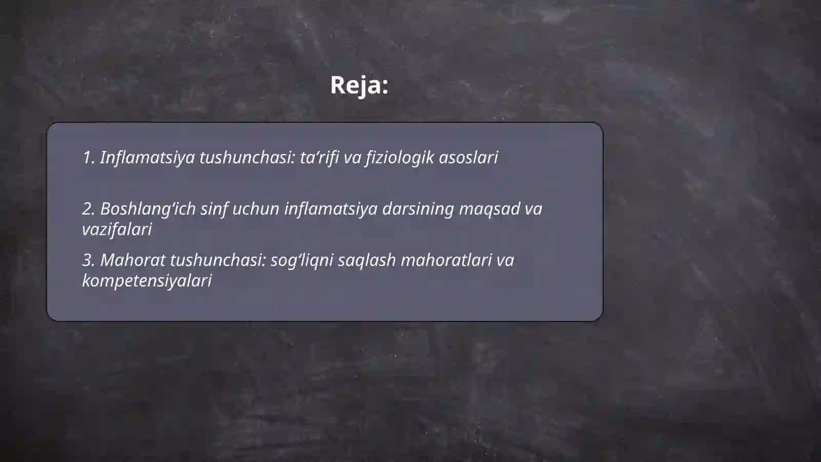 Boshlangʻich inflammation mahorat darslari usuli 2