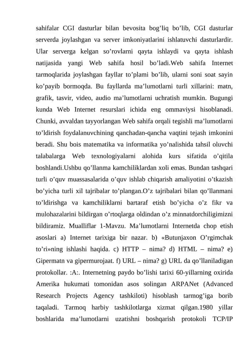 WEB HUJJATLARNI YARATISHNING ONLAYN VA OFFLAYN VOSITALARI BILAN ISHLASH 2