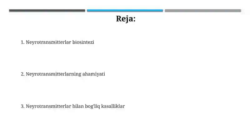 Neyromediatorlar biosintezi, ahamiyati va kasalliklari 2