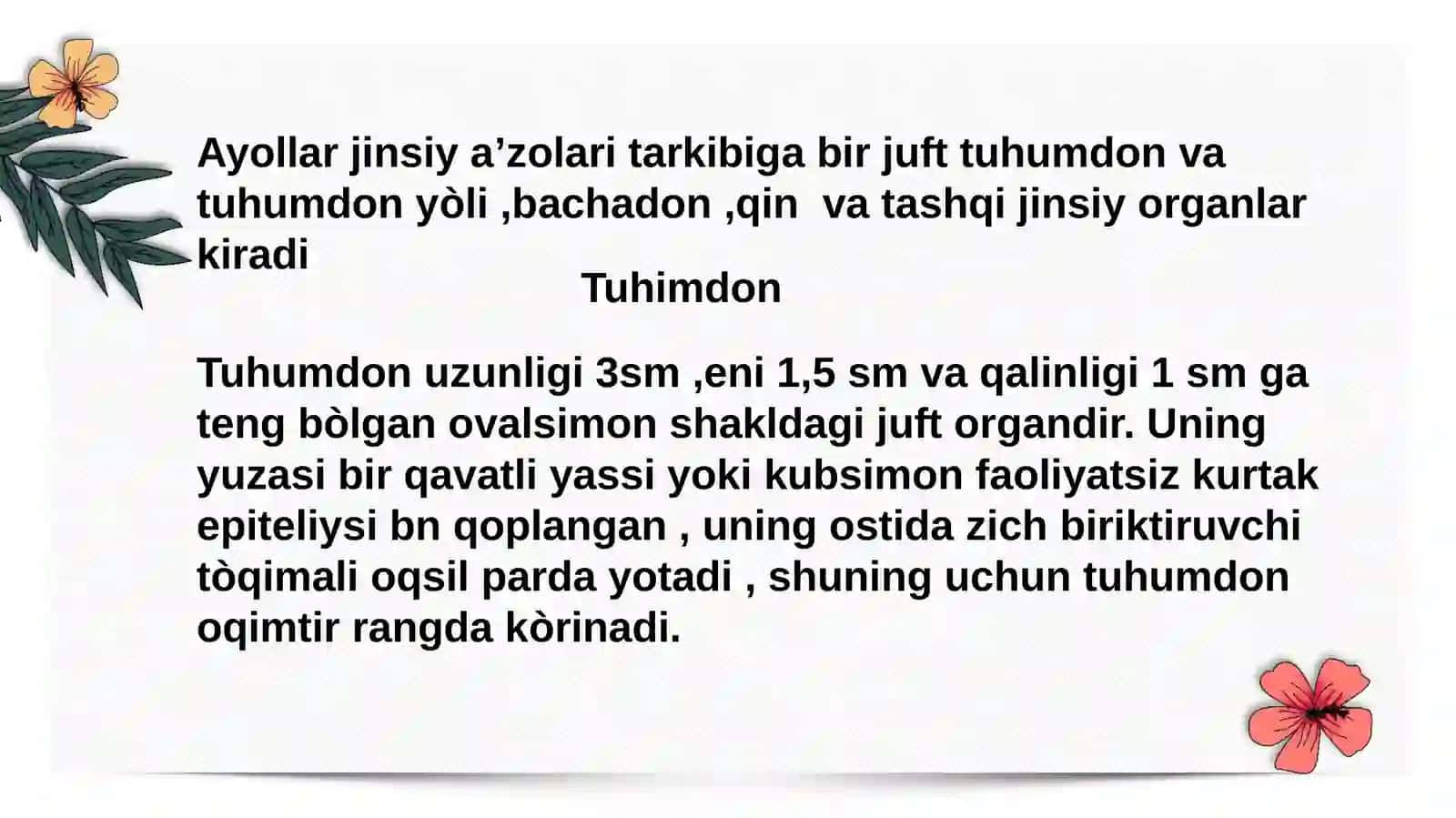 Ayollarjinsiytizimi.Tuhumdongistologiyasi 2
