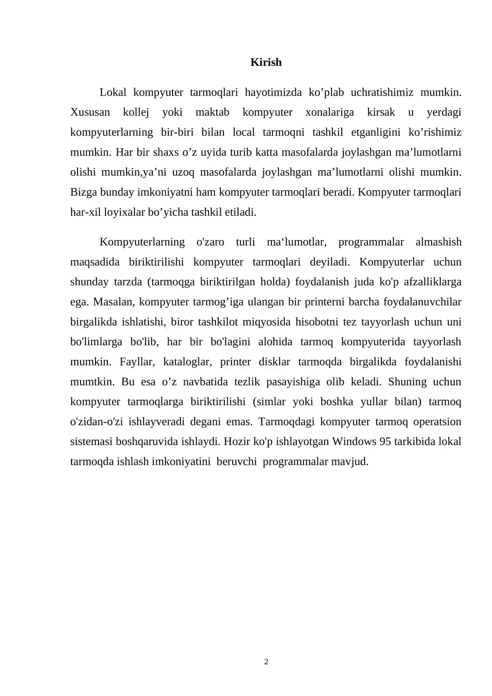 Lokal kompyuter tarmog'ini tashkil etishning xususiyatlari va ularning funksional guruxlari 2