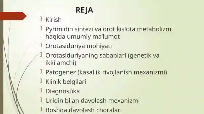 Orotasiduriya uning sabablari va uridin bilan davolash mehanizmi” 2