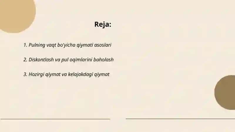 Pulning vaqt bo'yicha qiymati 2