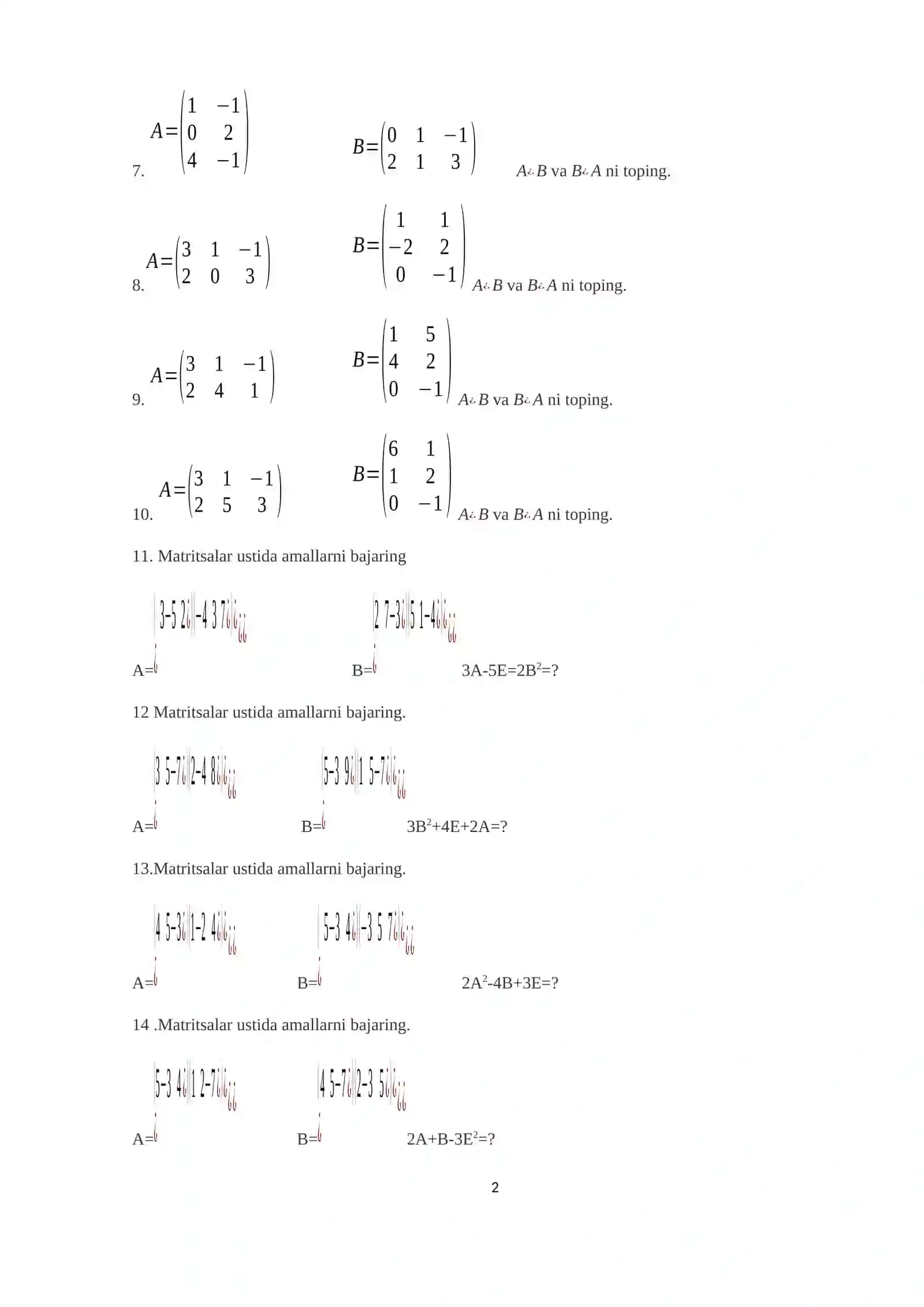 Matrisalar va determinantlarning tadbiqiy masalalarda qo’llanilishi 2