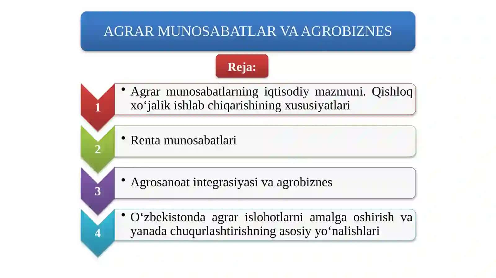 Agrobiznes va qishloq xo'jaligi munosabatlari 2