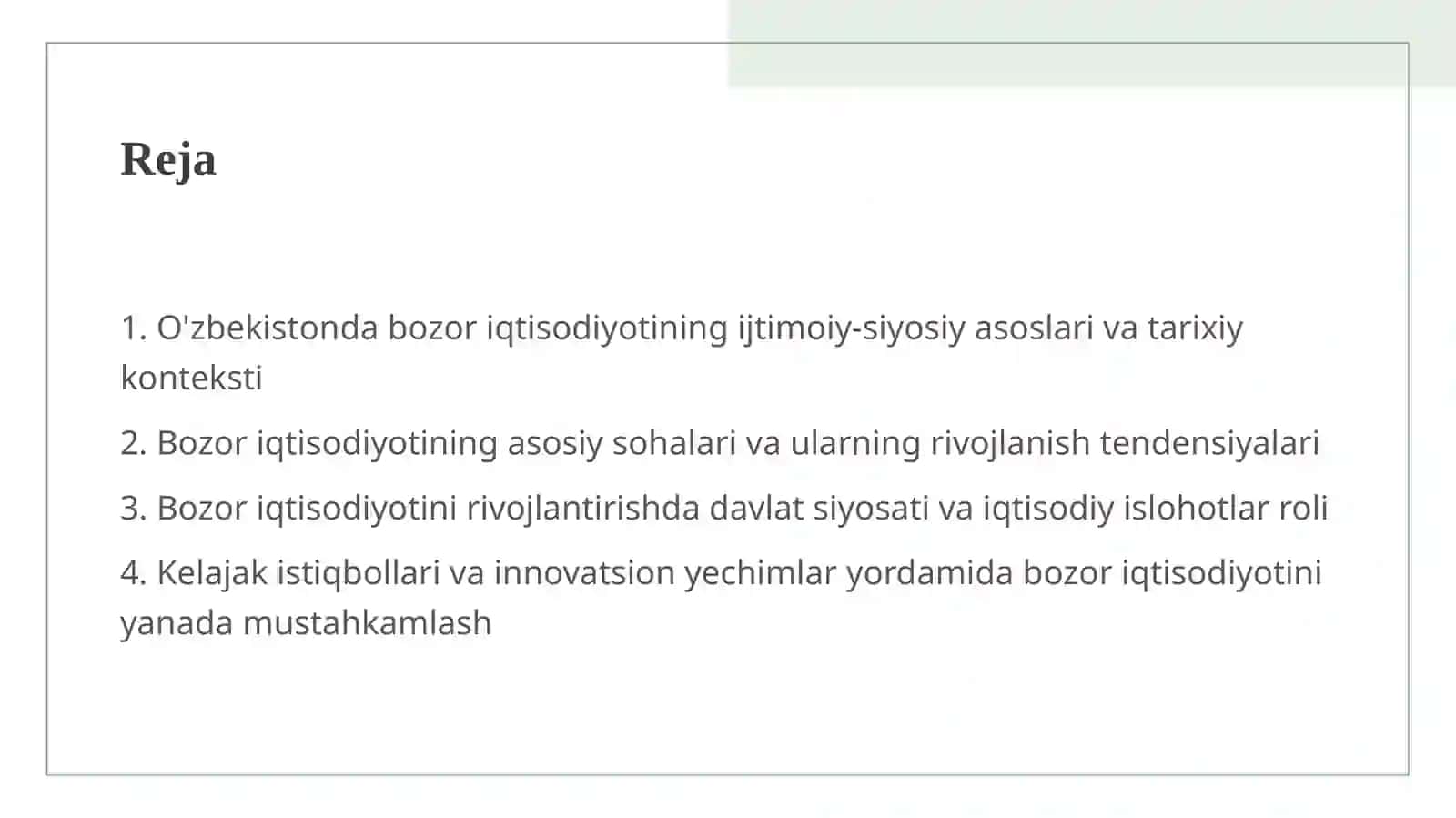 Oʻzbekistonda bozor iqtisodiyotining rivojlanishi 2
