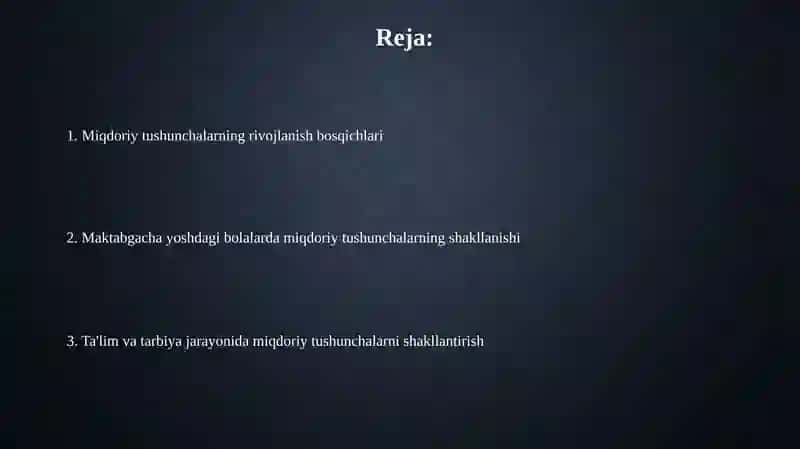 Miqdor Haqida Tasavvur 2