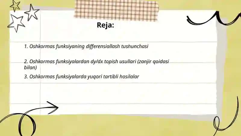 Oshkormas va parametrik funksiyalarni differensiallash 2