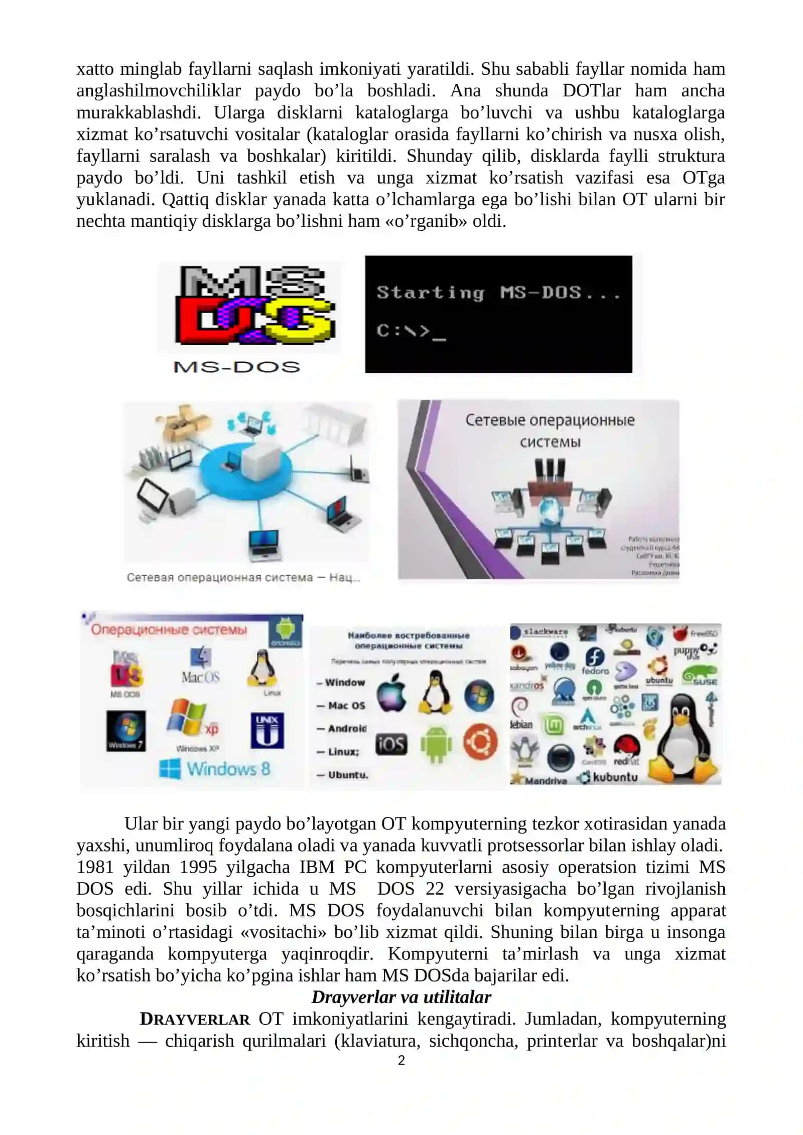 Windows operatsion sistemasida ishlash 2