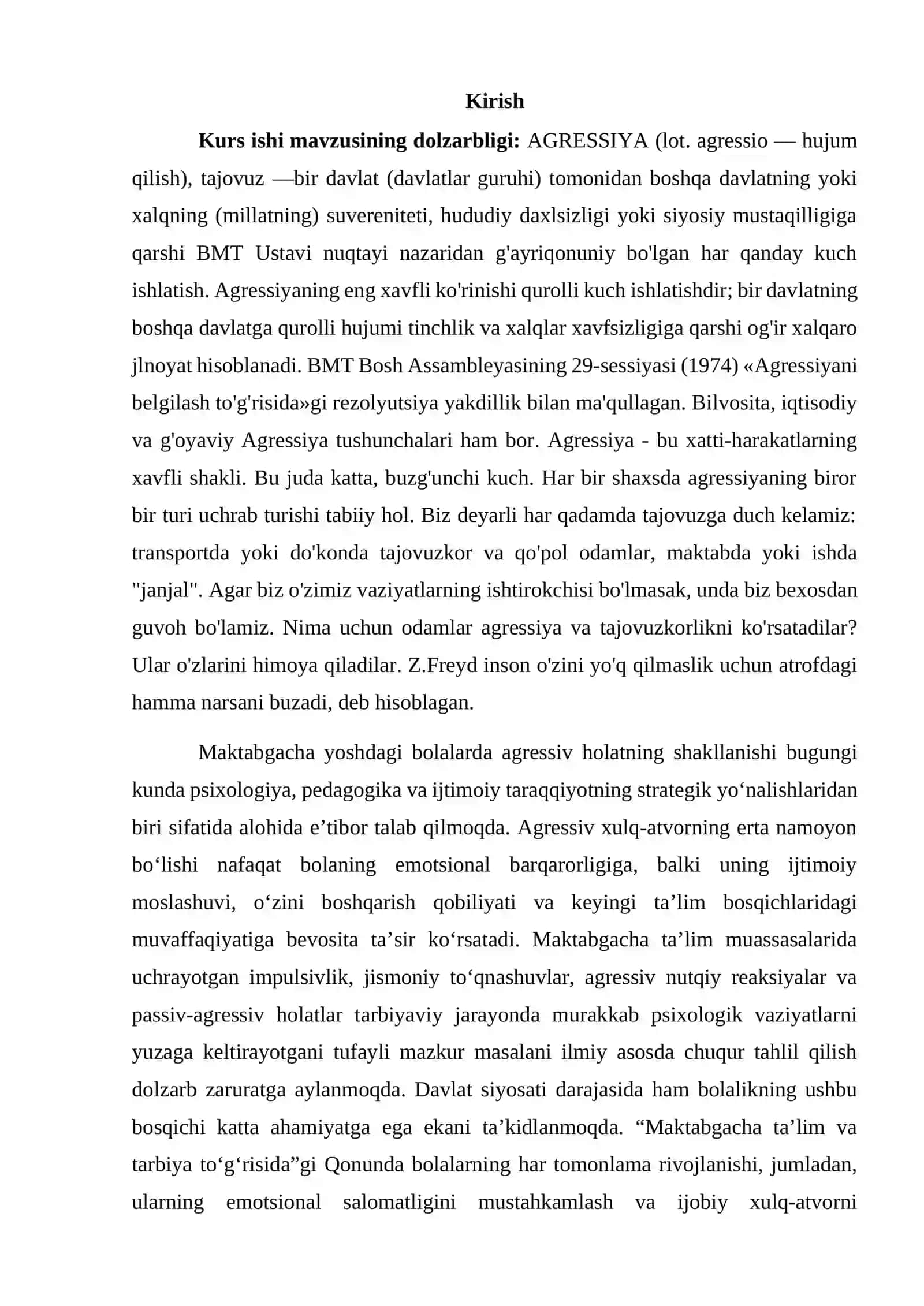 Maktabgacha tarbiya yoshidagi bolalarda agressiv holatni shakllanishining psixologik xususiyatlari 2