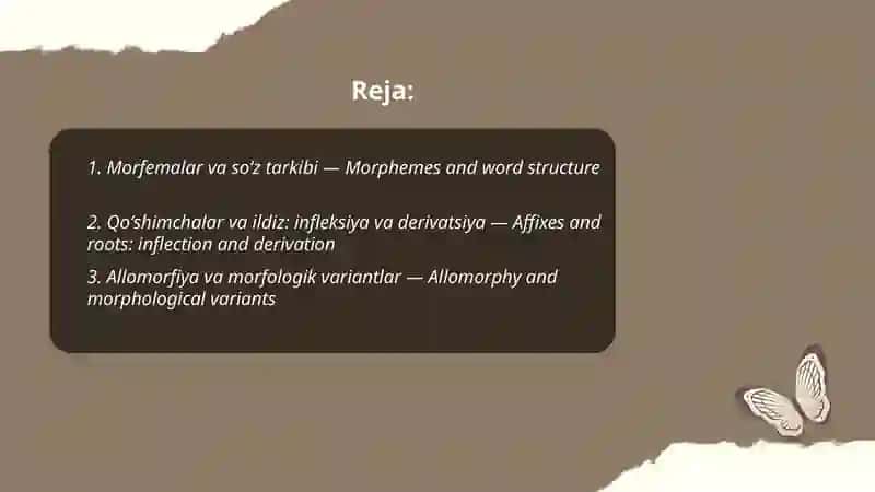 From Morphology to Syntax oʻzbekcha va inglizcha boʻlsin 2