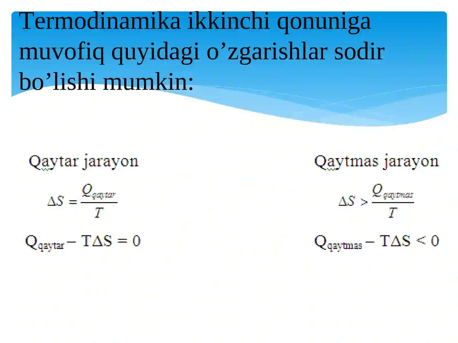 Gibbs energiyasi.Reaksiyaning yo’nalishi 2